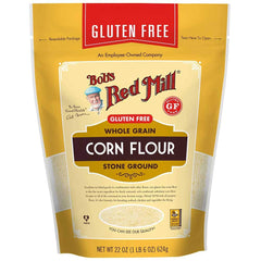 Bob's Red Mill corn flour bag for gluten free baking and tender textures