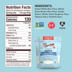 Dry mix shows gluten free flour blend from Bob's Red Mill ready to replace wheat flour.