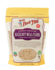 Bob's Red Mill hazelnut flour bag ready for gluten-free baking.