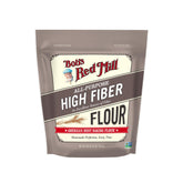 Bob's Red Mill High Fiber Flour being poured for 1:1 baking substitution