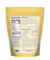 Bob's Red Mill oat flour gluten-free packaging back shows nutrition and ingredients for informed baking.