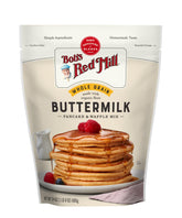 Bob's Red Mill organic pancake mix box front showing wholesome ingredients