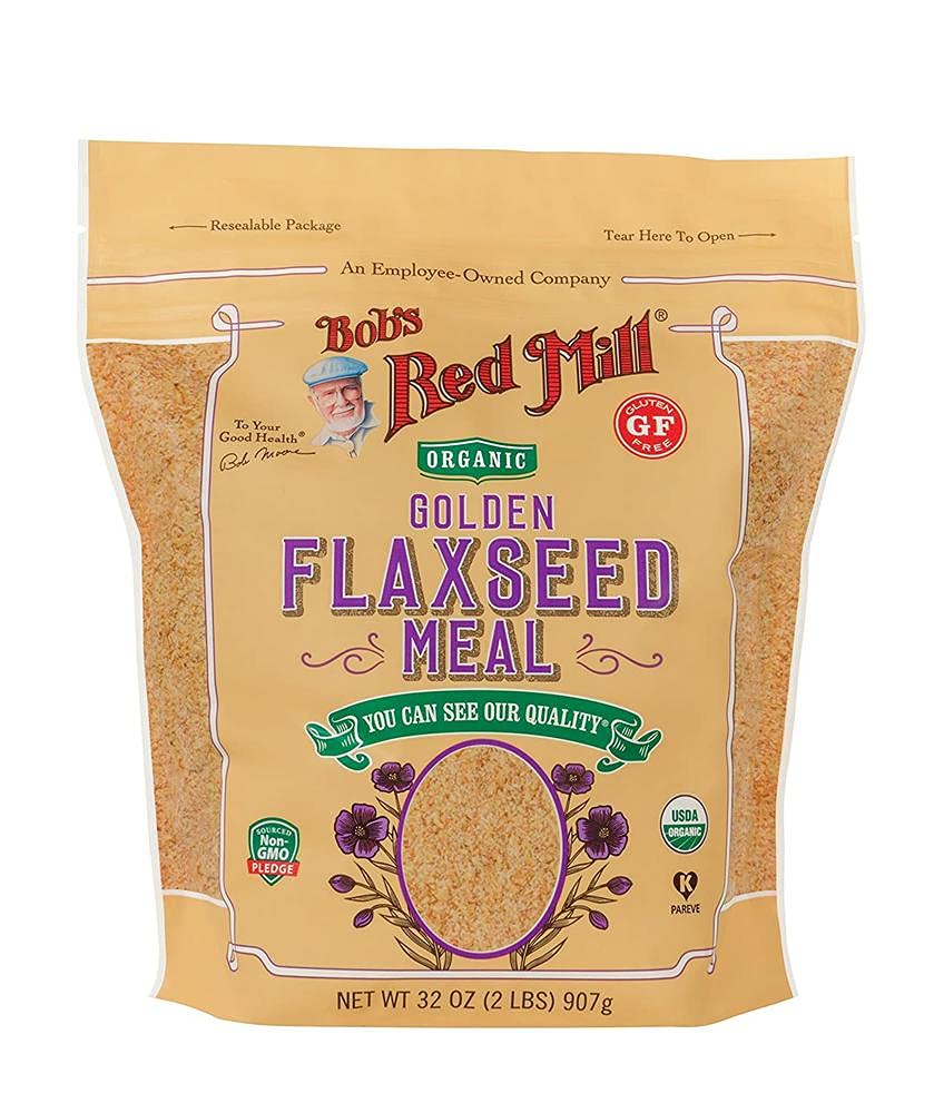 Bob's Red Mill flaxseed meal bottle ready for gluten-free baking