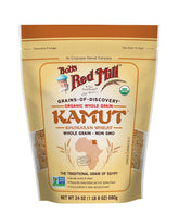 Bob's Red Mill Organic Kamut Berries pack shot, organic whole grains for versatile meals.