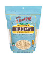 Bob's Red Mill Organic Old Fashioned Rolled Oats ready for cookies or granola.