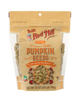 Bob's Red Mill Organic Pumpkin Seeds front view, ideal crunchy snack rich in magnesium