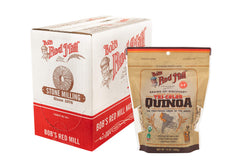 Bob's Red Mill Organic Tri-Color Quinoa packaging showing five bags for pantry versatility.