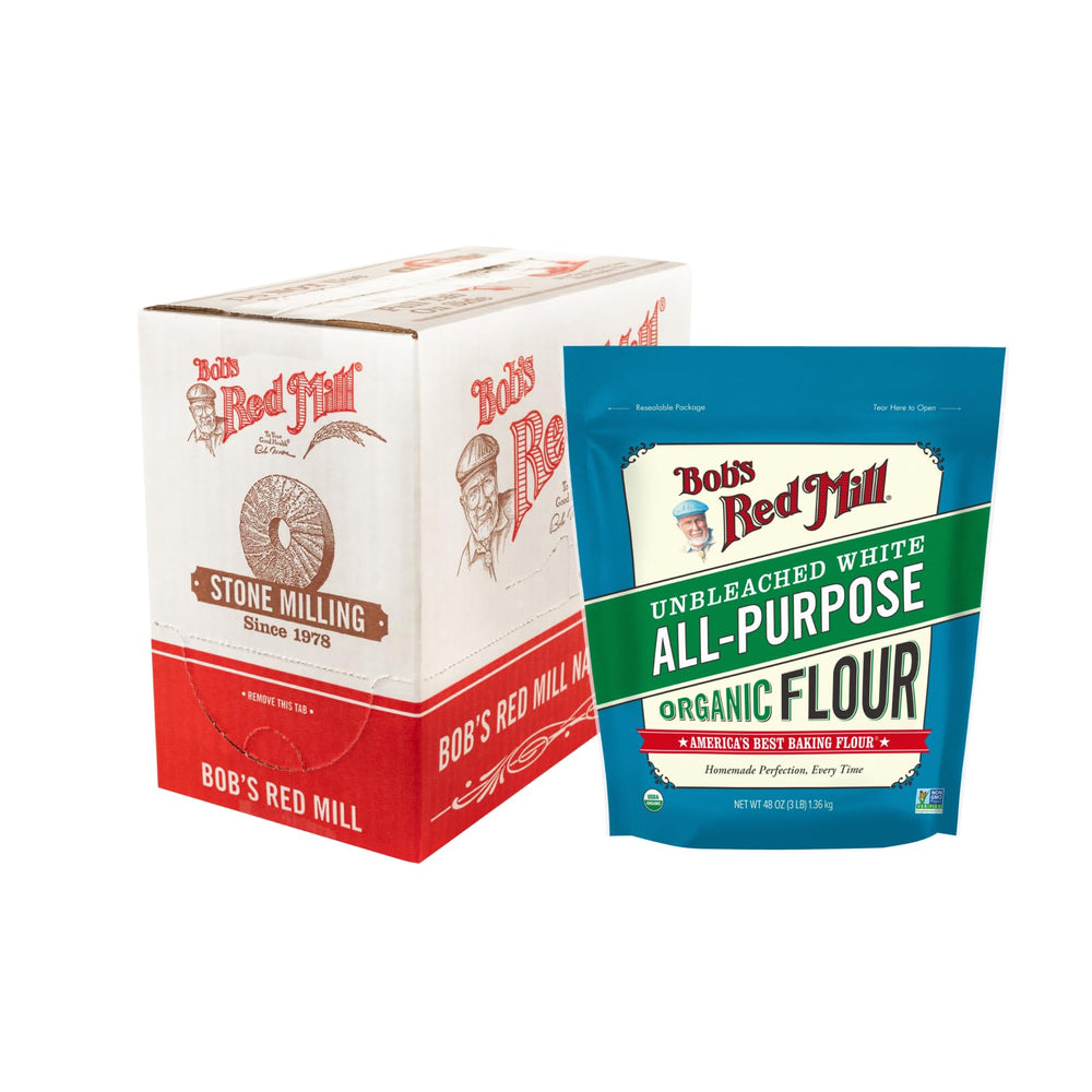 Bob's Red Mill Organic Unbleached All-Purpose Flour 3 lb pack for reliable baking