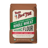 Bob's Red Mill organic whole wheat flour bag ready for hearty bread baking