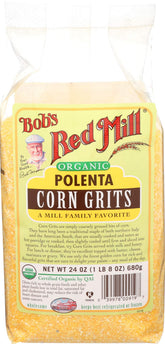 Bob's Red Mill polenta bag 24oz ready to cook and enjoy at home.