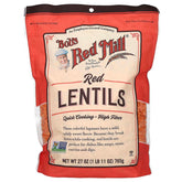 Bob's Red Mill red lentils in a dry bag, ideal plant protein for quick meals