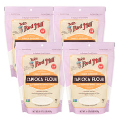Bob's Red Mill tapioca flour 4-pack bag highlights gluten-free baking versatility.