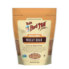 bob's red mill unprocessed miller's wheat bran bag, 8 oz, ready for baking and fiber.