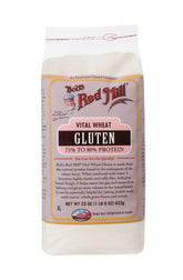 Bob's Red Mill Vital Wheat Gluten Flour bag front, ideal for enhancing bread texture