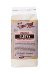 Bob's Red Mill Vital Wheat Gluten Flour bag front, ideal for enhancing bread texture