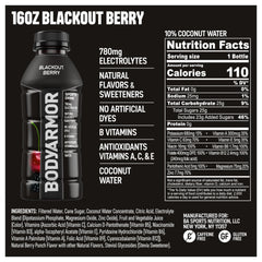 Pouring BODYARMOR Blackout Berry into a glass for refreshing hydration