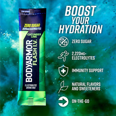 BodyArmor Flash IV cucumber lime packets ready to mix for zero sugar hydration