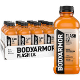 BODYARMOR Flash I.V. Orange bottle front for quick hydration after workouts.