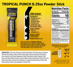 BODYARMOR Flash I.V. Tropical Punch packet dissolves quickly for easy hydration.