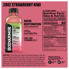 BODYARMOR Flash IV strawberry kiwi pour showing quick hydration on the go.