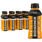 BODYARMOR Orange Mango bottle pouring for on-the-go workout hydration.