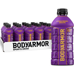 BODYARMOR Strawberry Grape bottle front view shows vibrant label for refreshing hydration.