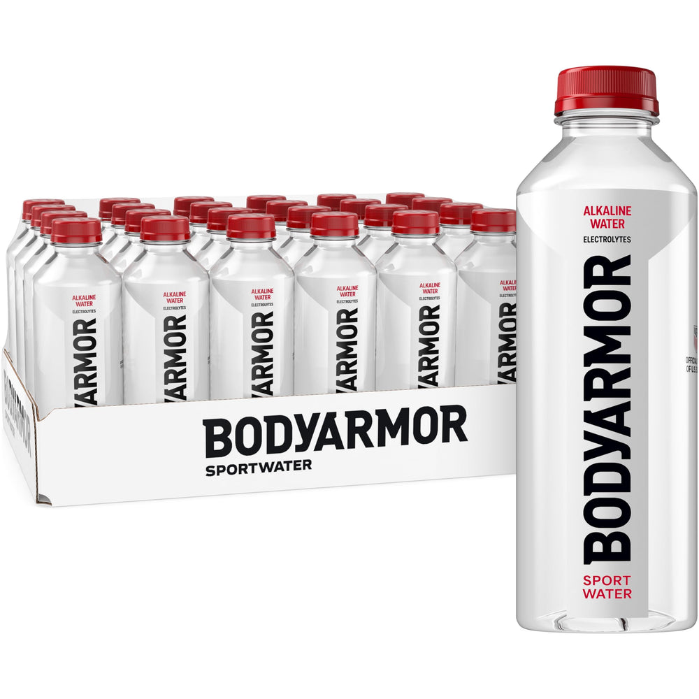BODYARMOR SportWater wide-mouth bottle enables quick hydration during workouts.