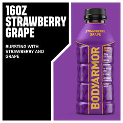 BODYARMOR Strawberry Grape label close-up with antioxidants.