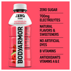 BODYARMOR Zero label close-up emphasizing no artificial colors.