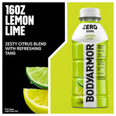 BODYARMOR Zero Sugar Lemon Lime six-pack, convenient for daily workouts and travel.