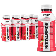BODYARMOR Zero Sugar Watermelon Strawberry bottle front highlights refreshing hydration