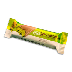 Bolci Dubai chocolate bar packaging conveys luxury and Dubai-inspired indulgence for gifting.
