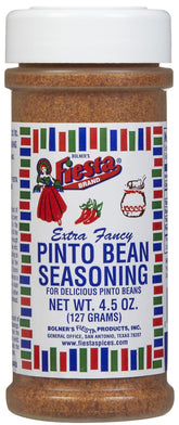 Bolner's Fiesta Pinto Bean Seasoning bottle close-up for richer bean flavor.