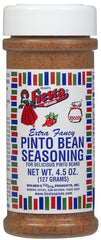 Bolner's Fiesta Pinto Bean Seasoning bottle close-up for richer bean flavor.