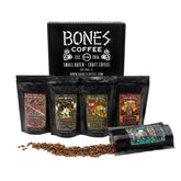 Bones Coffee World Tour Sample Pack offers diverse single-origin flavors for home tasting.