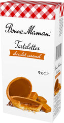Bonne Maman Chocolate Caramel Tartlet cross-section revealing crust, caramel, and chocolate layers