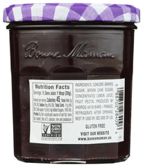 Bonne Maman Concord Grape Spread label close-up, showcasing simple ingredients.