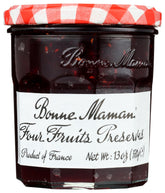 Bonne Maman Four Fruits Preserve jar front, ideal for a vibrant breakfast spread.