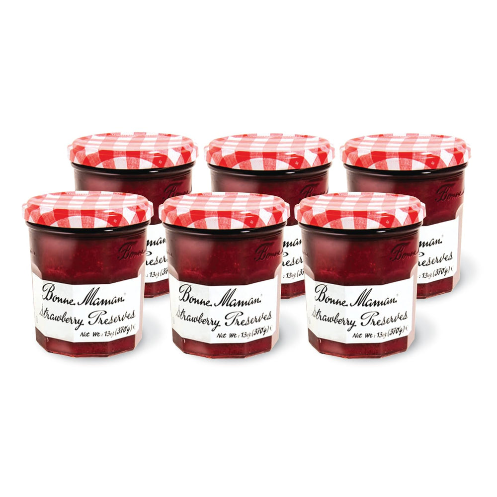 Bonne Maman Strawberry Preserves jar on toast highlighting simple ingredients and homemade taste.