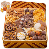 BONNIE AND POP chocolate gift basket featuring covered pretzels for festive celebrations.