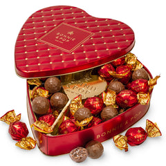 Bonnie & Pop heart tin gift packaging showcasing luxury presentation for special occasions.