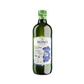 Bono Organic unfiltered olive oil bottle closeup showing bold flavor for finishing sauces