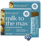 Boobie Bar Milk to the Max packaging with blueberry muffin flavor on the go
