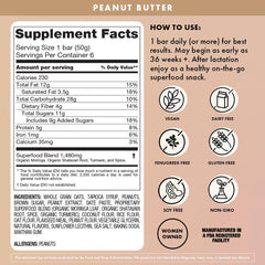 Boobie Bar Superfood Peanut Butter Lactation Bar texture close-up showing oats and seeds for fiber.