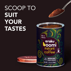 Boomi Instant Coffee iced glass, perfect for quick iced coffee on warm days.