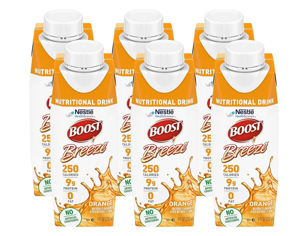 BOOST Breeze Orange bottle front for on the go nutrition.