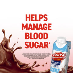 Ingredients panel of BOOST Glucose Control chocolate showing 25 vitamins and minerals