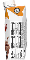 BOOST Very High Calorie Chocolate glass pour highlights creamy texture for easy sipping.