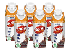 Boost VHC vanilla bottle closeup shows creamy flavor and high-calorie nutrition for energy on the go.