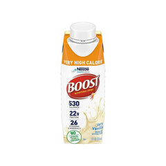 BOOST VHC vanilla nutrition label highlights 530 calories per serving